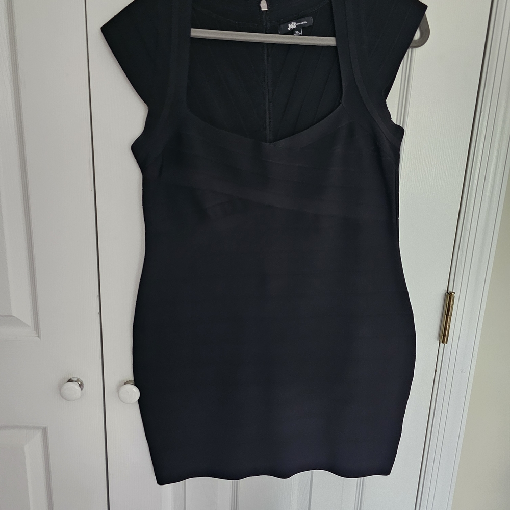 Jump Black Ribbed Bodycon Dress - XL